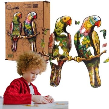 Puzzle drewniane eko 120 Papużki faliste A3