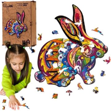 Puzzle drewniane eko 60 Puszysty królik A4