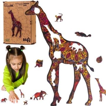 Puzzle drewniane eko 55 Cętkowana żyrafa A4
