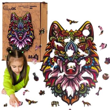 Puzzle drewniane eko 73 Tajemniczy wilk A4