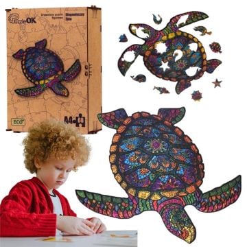Puzzle drewniane eko 68 Długowieczny żółw A4