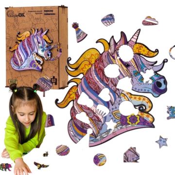 Puzzle drewniane eko 63 Bajeczny jednorożec A4