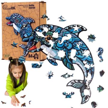 Puzzle drewniane eko 84 Delfin A4