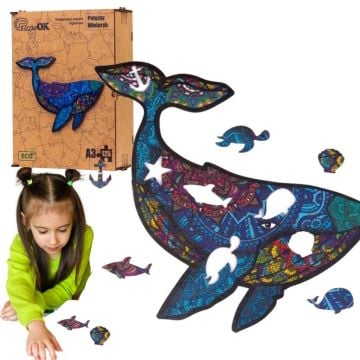 Puzzle drewniane eko 125 Potężny wieloryb A3