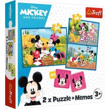 Puzzle 2w1 + memos Poznaj bohaterów Disney TREFL
