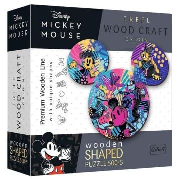 Puzzle 500+5 drewniane kontruowe Kultowa Mickey