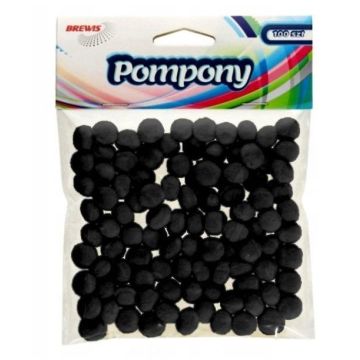 Pompony czarne 10mm 100szt