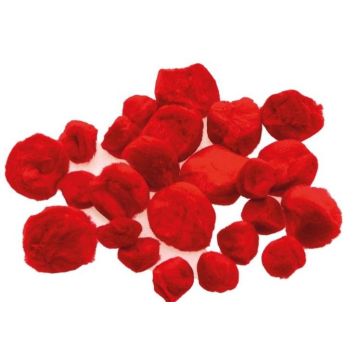 Pompony puszyste czerwone 24szt