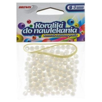 Koraliki do nawlekania białe + sznurek 6mm 16g