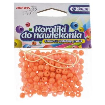 Koraliki do nawlekania pomarańcz + sznurek 6mm 16g