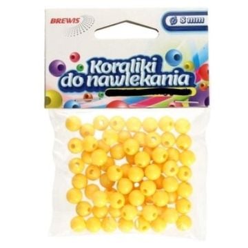 Koraliki do nawlekania żółte + sznurek 8mm 16g