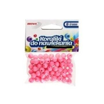 Koraliki do nawlekania różowe + sznurek 8mm 16g