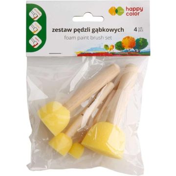 Pędzel gąbkowy okrągły 4szt. HAPPY COLOR