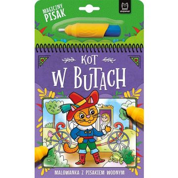 Kot w Butach. Malowanka z pisakiem wodnym