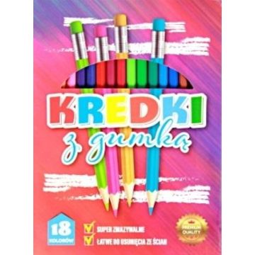 Kredki ołówkowe z gumką 18 kolorów