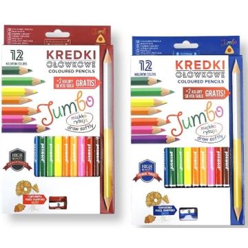 Kredki ołówkowe trójkątne + temperówka 12 kolorów