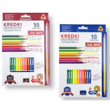 Kredki ołówkowe trójkątne + temperówka 18 kolorów