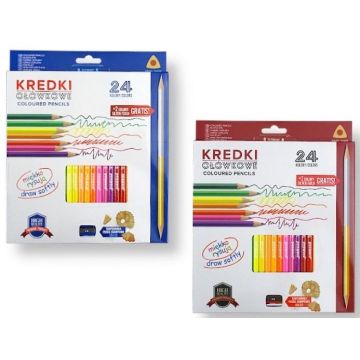 Kredki ołówkowe trójkątne + temperówka 24 kolory