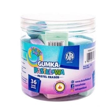 Gumka kwadratowa pastel 28x28mm (36szt) ASTRA