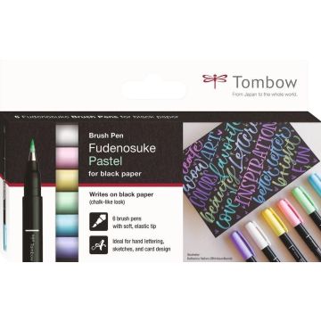 Flamastry pędzelkowe Fudenosuke pastel.. 6 kolorów