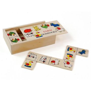 Domino drewniane obrazkowe w pudełku MIX