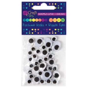Samoprzylepne ruchome oczka owalne 36szt mix