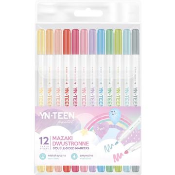 Mazaki dwustronne pastel 12 kolorów YNT