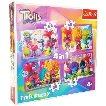 Puzzle 4w1 Przygody kolorowych Trolli TREFL