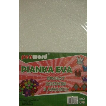 Pianka brokatowa biała 20x30cm 5szt