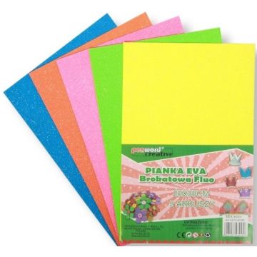 Pianka fluo brokatowa 20x30cm 5szt