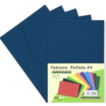 Tektura A4 falista ciemnoniebieska 5szt