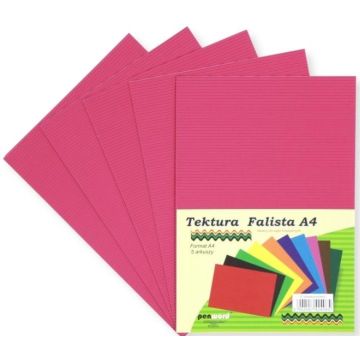 Tektura A4 falista ciemnoróżowa 5szt