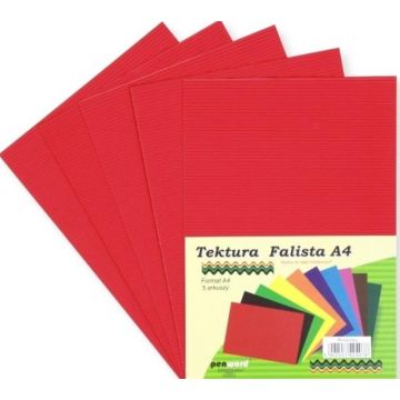 Tektura A4 falista wiśniowa 5szt