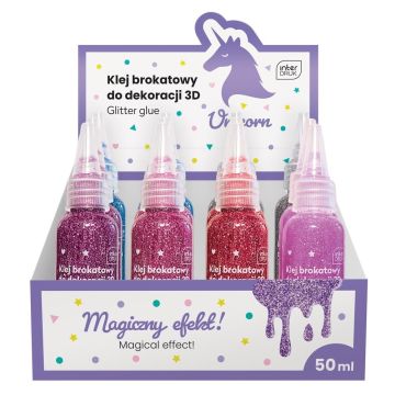 Klej do dekoracji brokatowy 50ml Unicorn (12szt)