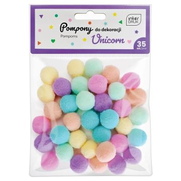 Pompony do dekoracji 35 sztuk Unicorn