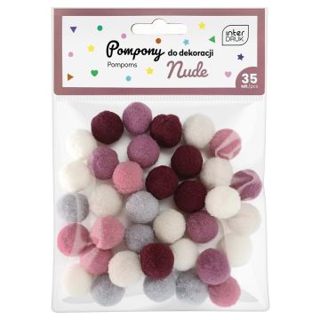 Pompony do dekoracji 35 sztuk Nude