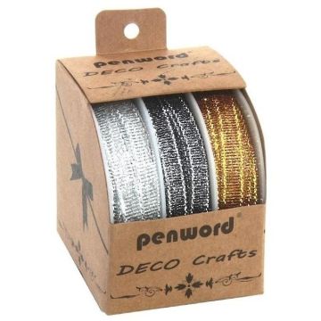 Wstążka ozdobna 6mmx3m 3szt (12kpl)