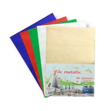 Filc dekoracyjny MIX kolorów metalicznych A4 5szt