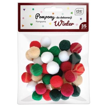 Pompony do dekoracji 35 sztuk Winter