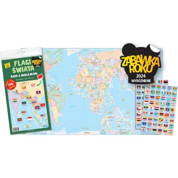 Flagi świata. Mapa z naklejkami