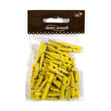 Klamerki drewniane żółte 30mm 25szt