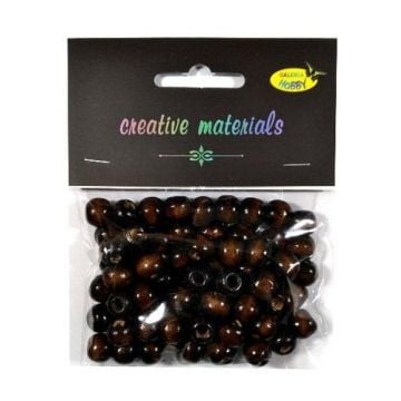 Koraliki drewniane ciemny brąz 10mm 25g