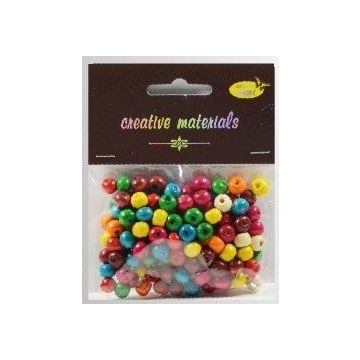 Koraliki drewniane kolorowe ok 26g ok150szt