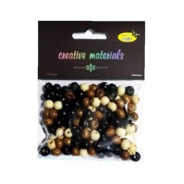 Koraliki drewniane naturalny mix ok 26g ok150szt