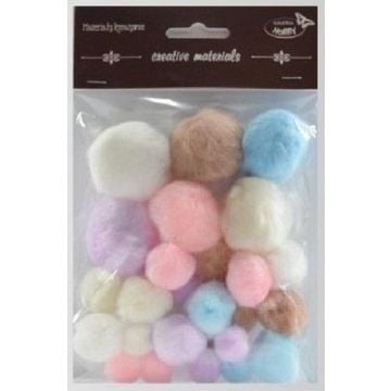 Pompony pastelowe 15mm-40mm 30szt