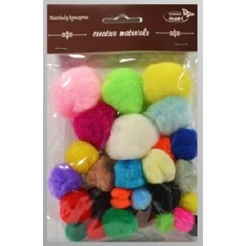 Pompony kolorowe 15mm-40mm 30szt