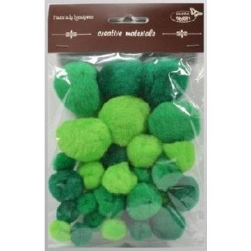 Pompony tonacyjne zielone 15-40mm 30szt