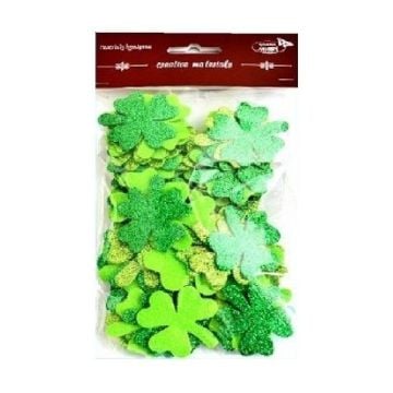 Koniczyny brokatowe tonacja zielona 44szt