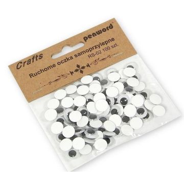 Ruchome oczka samoprzylepne 10mm 100szt