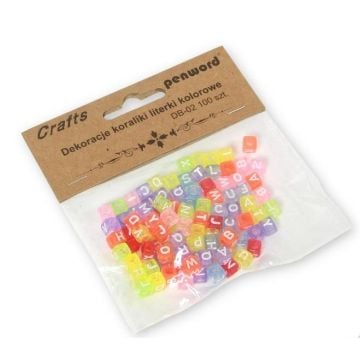 Koraliki literki kolorowe 6x6mm 100szt